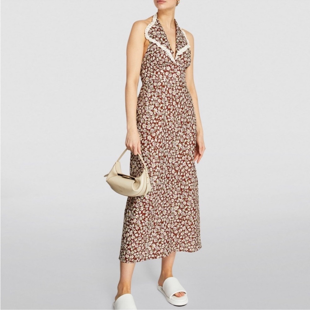 RIXO Sabrina Open Back Floral Lace Collared Midi Dress - Picture 10 of 15